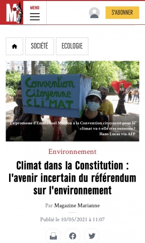  https://www.marianne.net/societe/ecologie/climat-dans-la-constitution-lavenir-incertain-du-referendum-sur-lenvironnement